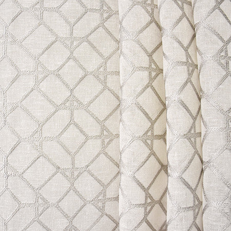Love For All Silver by Carole Fabric Sheer Luxury Base: 80% Polyester, 20% Cotton. Embr: 100% Viscose INDIA  6 1/2" V, 6 1/4" H 104"  - Fabric Carolina -
