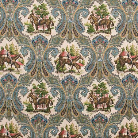 Horseman Royal by Carole Fabric Red Sea 100% Cotton -SSR Finished In USA 15,000 Wyzenbeek Double Rubs Horizontal: 13 1/2" and Vertical: 18" V 54" - Fabric Carolina -