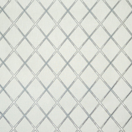 Diamond Array Slate by Carole Designer Fabric Misty Glen Base: 100% Cotton Embr: 100% Rayon India 7 3/4" V, 6 1/4" H 51"" - Swanky Fabrics -