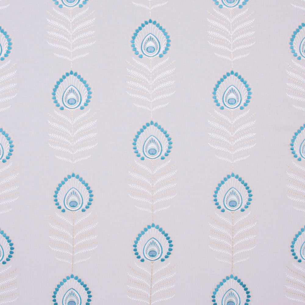 Peacock Feather Teal by Carole Fabric Spearmint 60% Polyester, 30% Viscose, 10% Cotton China N/A Horizontal: 10.5 and Vertical: 11.75 52 - Fabric Carolina -