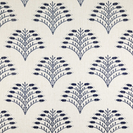 New Natural Sapphire by Carole Designer Fabric Hidden Treasure Base: 95% Polyester, 5% Linen Embr: 100% Polyester China 15 7/8" V, 8" H HD 52" - Swanky Fabrics -