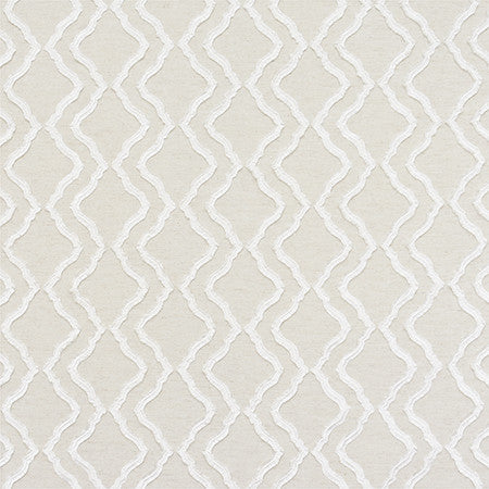 Follow Me White by Carole Fabric Moonstone 51% Recycled Polyester, 30% Polyester, 12% Cotton, 7% Linen India  4 1/2" V, 7 3/4" H HD 54"  - Fabric Carolina -