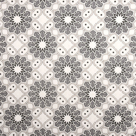 Desert Star Graphite by Carole Fabric Well-Traveled 70% Polyester, 30% Cotton India N/A 12 3/4" V, 12 1/2" H 51.5"  - Fabric Carolina -