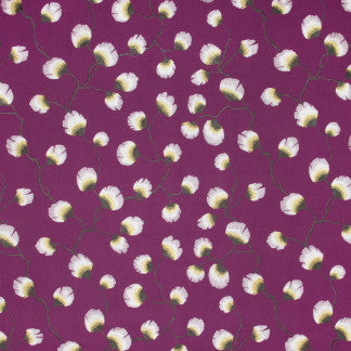 Petal Leaf Plumberry by Carole Fabric Mulberry Sangria 50% Polyester, 50% Cotton India N/A </p><p>Repeat: 15 3/8" V, 25 1/4" H 51" - Fabric Carolina -