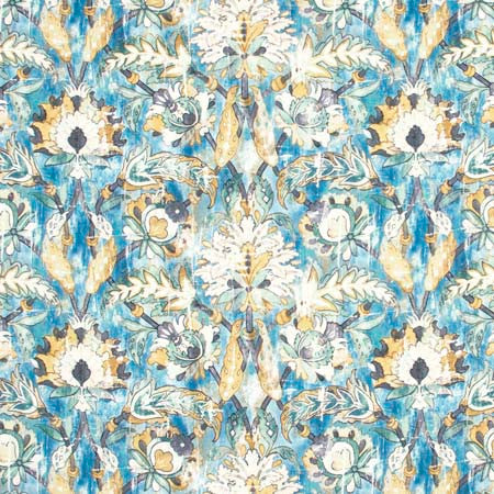 Grove Garden Peacock by Carole Designer Fabric Red Sea 100% Polyester India 50,000 Wyzenbeek Double Rubs Horizontal: 27 1/2" and Vertical: 19 1/8" V 56 1/4" - Swanky Fabrics -