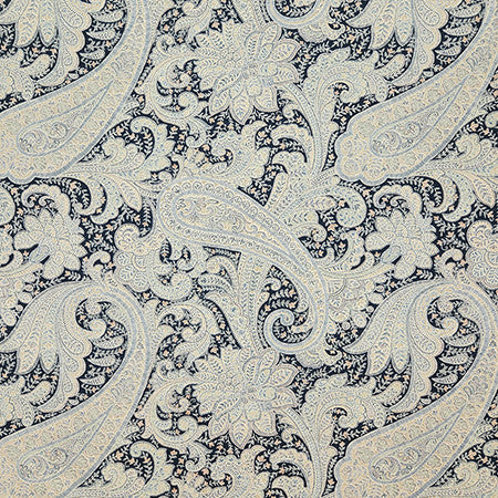 Paisley Statement Indigo by Carole Fabric Dawn & Dusk 100% Cotton-SSR Pakistan 12,000 WYZENBEEK DOUBLE RUBS 25 1/4" V, 27 1/2"  H 54"  - Fabric Carolina -