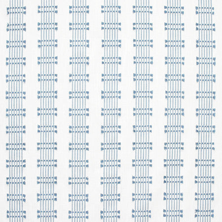 Over The Tracks French Blue by Carole Designer Fabric Artisan Base: 81% Cotton, 19% Poly. Embr: 100% Cotton INDIA 2.13" V, 4" H 54.75" - Swanky Fabrics -