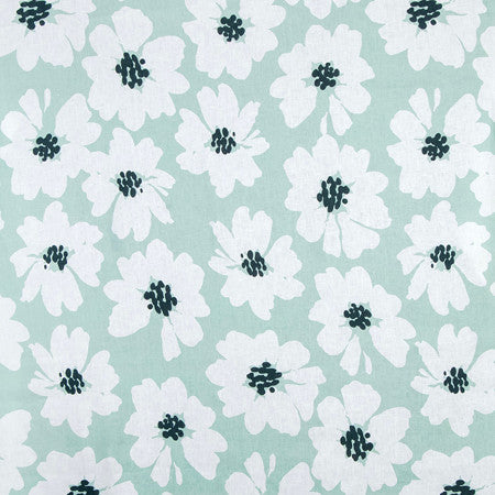 Daisy Field Iced Blue by Carole Fabric Serene Green 100% Linen 15,000 Wyzenbeek Double Rubs 17" V, 27 1/2" H 58" - Fabric Carolina -