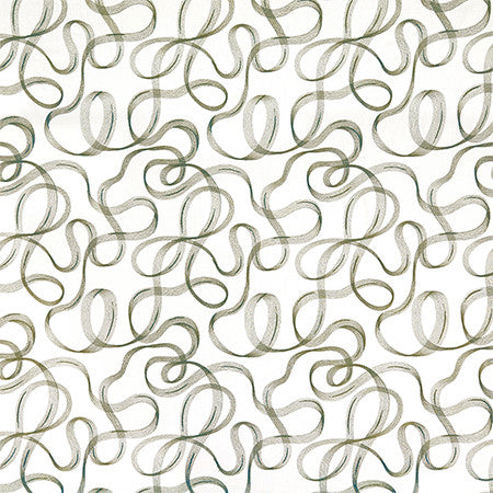 Ribbon Dance Celadon by Carole Fabric Shape Shifter Base: 60% Poly, 30% Cotton, 10% Linen Embr: 100% Viscose India  15 3/4" V, 13" H 52"  - Fabric Carolina -