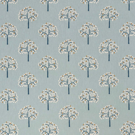 Arbor View Mineral by Carole Designer Fabric English Garden Base: 52% Polyester, 48% Cotton Embr: 100% Polyester 60,000 Wyzenbeek Double Rubs 6 1/4" V, 7 3/4" H 54 1/2*" - Swanky Fabrics -