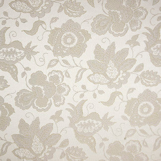 Garden Adorned Silk by Carole Fabric Alabaster Allure 100% Polyester USA Passes 18,000 Double Rubs Wyzenbeek </p><p>Repeat: 27 1/2" V, 28 7/8" H 58" - Fabric Carolina -