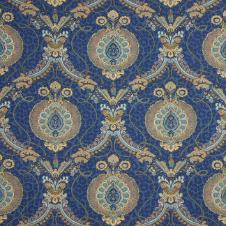 Triple Crown Prussian by Carole Fabric Refined Beauty 100% Cotton-SSR United Arab Emirates Passes 12,000 Double Rubs Wyzenbeek Horizontal: 13 1/2" D and Vertical: 17" 54" - Fabric Carolina -