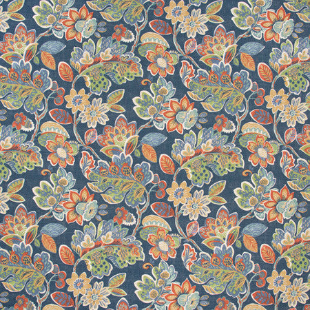 Glass Art Indigo by Carole Fabric Blue Forest 100% Cotton-SR, Acrylic Backing Pakistan Passes 27,000 Double Rubs Wyzenbeek Horizontal: 27 1/8" D and Vertical: 24 3/4" V 56" - Fabric Carolina -