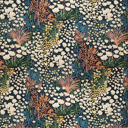 Blooming Meadow Bloom by Carole Fabric Evergreen 100% Cotton India  27 1/2" V, 13 3/4" H HD 55"  - Fabric Carolina -