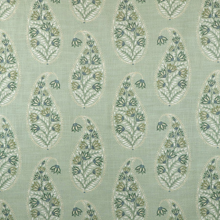 Drop Of Paisley Fern by Carole Fabric Misty Glen 100% Polyester China  27" V, 13 1/2" H 54""  - Fabric Carolina -