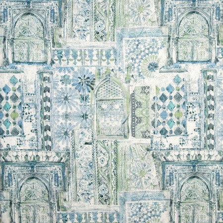Marrakesh Baltic by Carole Designer Fabric Making Waves 92% Polyester, 8% Linen 110,000 Wyzenbeek Double Rubs 28 1/4" V, 28 1/2" H 56.5" - Swanky Fabrics -
