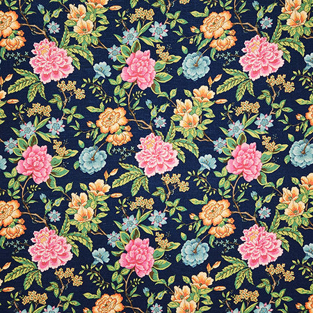 Common Courtesy Classic Navy by Carole Fabric First Impressions 55% Linen, 45% Viscose S Korea  24 1/4" V, 13 1/2" H HD 54.75"  - Fabric Carolina -