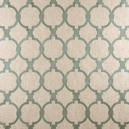 Bridges Connect Aloe by Carole Designer Fabric Well-Traveled 82% Polyester, 11% Cotton, 7% Linen India 15,000 Wyzenbeek Double Rubs 9 1/8" V, 6 3/4" H 52" - Swanky Fabrics -