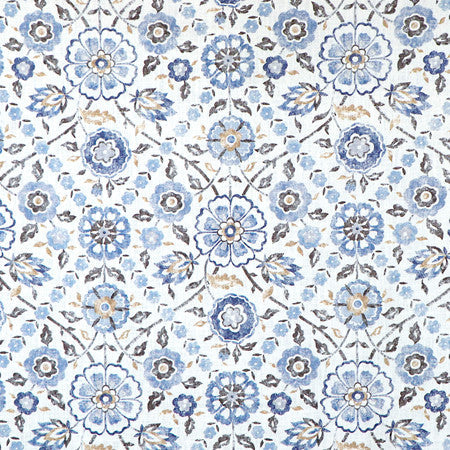 In Season Chambray by Carole Designer Fabric Blue Crush 100% Cotton India 17 3/4" V, 6 1/2" H HD 55"" - Swanky Fabrics -