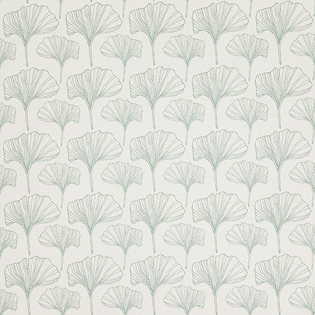 Ginkgo Sketches Mist by Carole Fabric Dewdrop 100% Cotton Spain 50,000 WYZENBEEK DOUBLE RUBS 4 1/2" V, 4 1/2" H 54"  - Fabric Carolina -