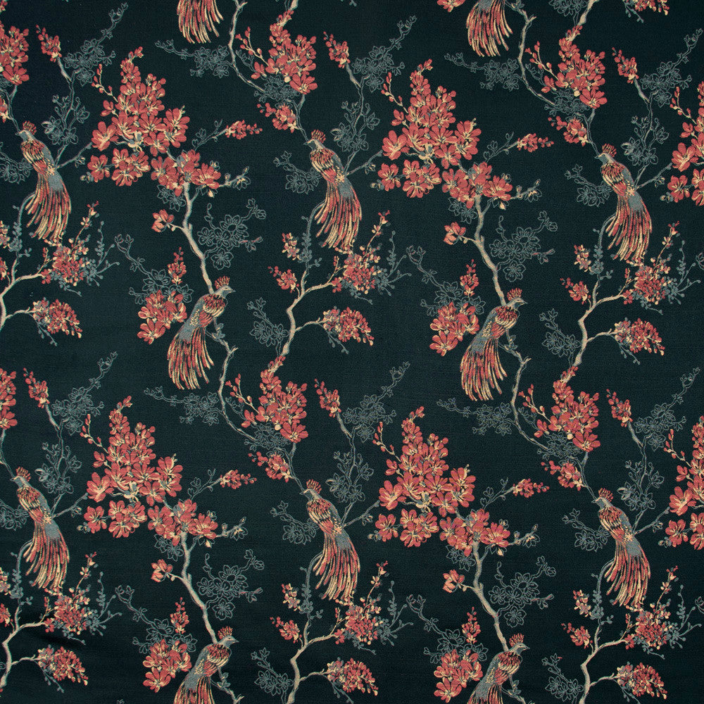 Bird In Waiting Autumn by Carole Fabric Geranium 63% Polyester, 37% Viscose India N/A Horizontal: 135 and Vertical: 20625 51 - Fabric Carolina -