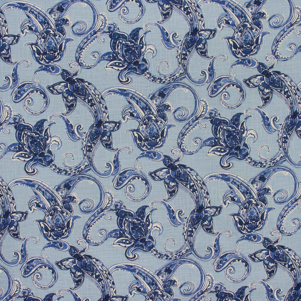 Showstopping Denim by Carole Fabric Fountain Gate 55% Linen, 45% Viscose China Passes 15,000 Double Rubs Wyzenbeek Horizontal: 275 and Vertical: 24 54 - Fabric Carolina -