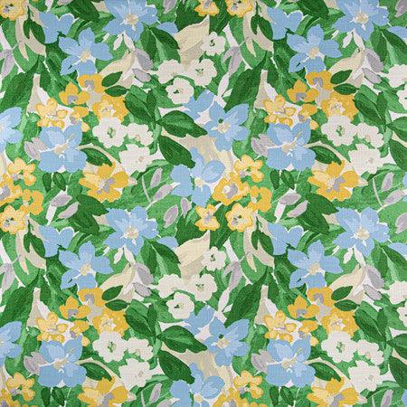 Grand Scheme Bluebell by Carole Designer Fabric Misty Glen 75% Cotton, 25% Linen- Soil Repellent Pakistan 25" V, 26 3/4" H 54 1/4"" - Swanky Fabrics -