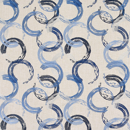 Another Round Ocean by Carole Fabric Bluebell 45% Cotton, 35% Rayon, 16% Polyester, 4% Linen India  15 1/4" V, 12 3/4" H 52"  - Fabric Carolina -