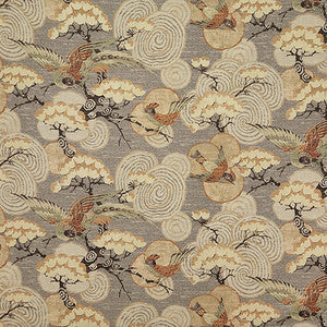 Bird Landing Pewter by Carole Fabric