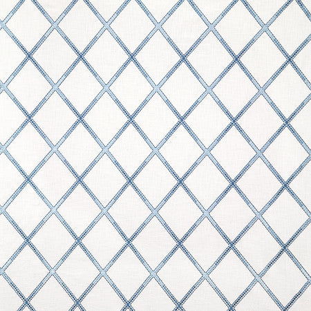 Diamond Array Sky by Carole Fabric Blue Crush Base: 100% Cotton Embr: 100% Rayon India  7 3/4" V, 6 1/4" H 51""  - Fabric Carolina -