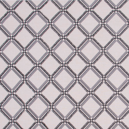 Diamonds Within Charcoal by Carole Designer Fabric White Smoke 42% Cotton, 42% Viscose, 16% Polyester India Passes 20,000 Double Rubs Wyzenbeek Horizontal: 4 1/2" and Vertical: 4 1/2" V 53.75" - Swanky Fabrics -