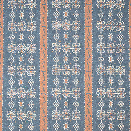 High Noon Indigo by Carole Designer Fabric Go West 85% Polyester, 15% Linen 30,000 Wyzenbeek Double Rubs 6 3/4" V, 13 1/2" H 54" - Swanky Fabrics -