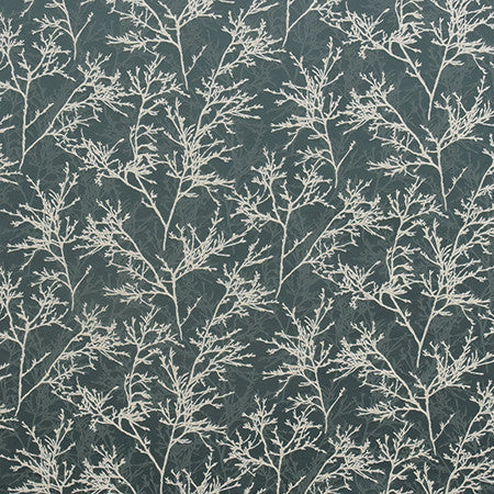 Bare Trees Teal by Carole Fabric Blue Steel 68% Polyester, 32% Viscose Turkey 20,000 Martindale Circular Rubs 13 3/4" V, 27 1/2" H 59"  - Fabric Carolina -