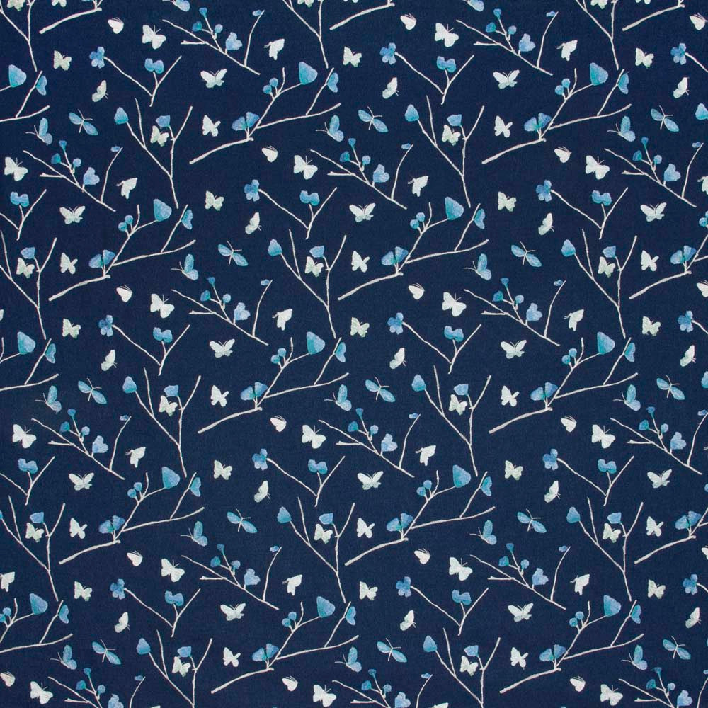Eden Hunt Navy by Carole Designer Fabric Emerald Ocean 100% Polyester India N/A Horizontal: 16875 and Vertical: 1575 51 - Swanky Fabrics -