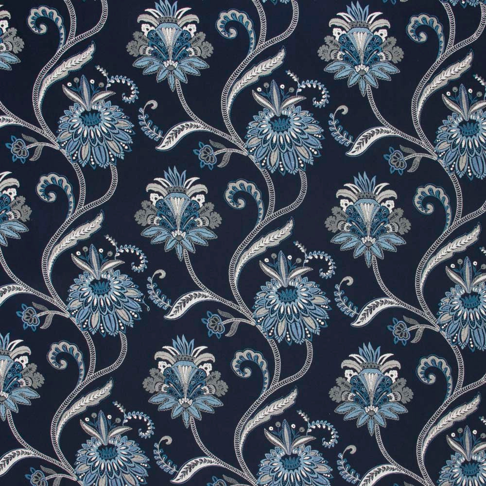 Warm Welcome Navy by Carole Designer Fabric Emerald Ocean 50% Polyester, 50% Cotton India N/A Horizontal: 26 and Vertical: 15375 51 - Swanky Fabrics -