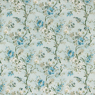 Hillside Charm Aqua by Carole Fabric Seamist 100% Cotton-Ssr S Korea Passes 30,000 Double Rubs Wyzenbeek 27" V, 13 1/2" H 54"  - Fabric Carolina -
