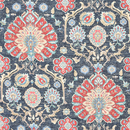 Traditions Of Ink by Carole Fabric Bluebell 75% Cotton, 25% Linen Pakistan  27" V, 27" H HD 54"  - Fabric Carolina -