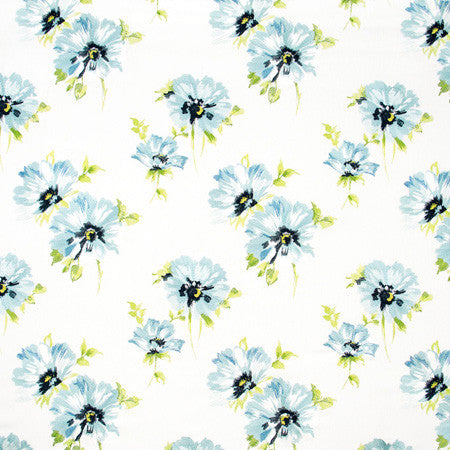Summer Bloom Aqua by Carole Fabric Blue Forest 100% Cotton India  15 3/8" V, 17 1/8" H 5075"  - Fabric Carolina -