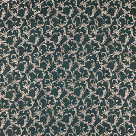 Uphill Climb Peacock by Carole Fabric Blue Steel 100% Polyester China 35,000 Wyzenbeek Double Rubs 11 1/4" V, 4 3/4" H 56"  - Fabric Carolina -