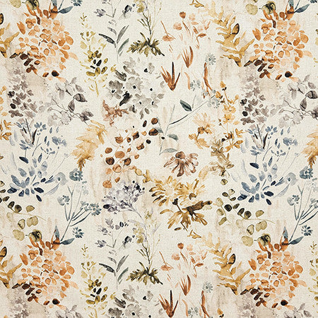 Favorite Thing Autumn by Carole Fabric Evergreen 88% Polyester, 12% Linen India  26 1/2" V, 26 1/2" H 54"  - Fabric Carolina -
