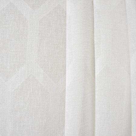 To The Point White by Carole Fabric Sheer Luxury 85% Polyester, 15% Cotton-Weighted Hem INDIA N/A 13 1/2" V, 4 1/2" H 116"  - Fabric Carolina -