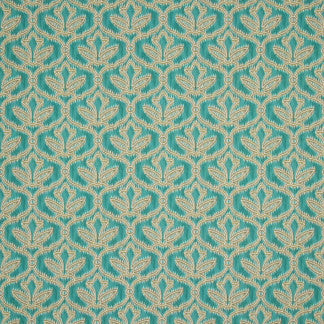 Dovetail Teal by Carole Designer Fabric Refined Beauty 90% Cotton, 10% Linen Pakistan Passes 25,000 Double Rubs Wyzenbeek 6 1/4" V, 6 1/4" H 54" - Swanky Fabrics -
