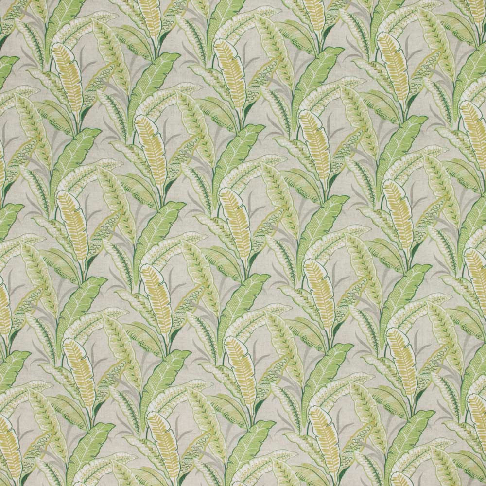 Tropic Wonder Leaf by Carole Fabric Seamist 90% Polyester, 10% Linen China Passes 50,000 Double Rubs Wyzenbeek Horizontal: 14 and Vertical: 13125 58 - Fabric Carolina -
