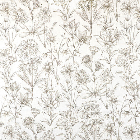 Garden Stencil Linen by Carole Fabric Neutral Ground 100% Cotton Spain  27" V, 13 1/2" H HD 54""  - Fabric Carolina -