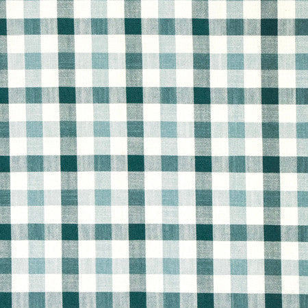 Check Turquoise by Carole Designer Fabric Serene Green 75% Cotton, 25% Polyester 60,000 Wyzenbeek Double Rubs 2 3/4" V, 2 5/8" H 55" - Swanky Fabrics -
