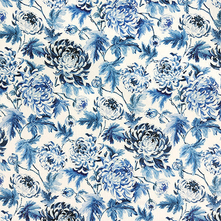 Love Song China Blue by Carole Designer Fabric First Impressions 90% Cotton, 10% Linen Pakistan 27" V, 13 1/2" H HD 54" - Swanky Fabrics -