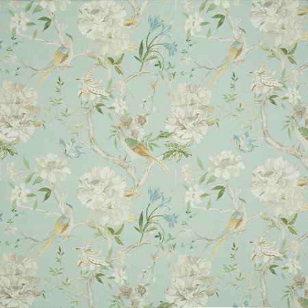 Bird Call Serenity by Carole Designer Fabric Misty Glen 100% Cotton India 26 3/4" V, 27" H 55 1/2"" - Swanky Fabrics -