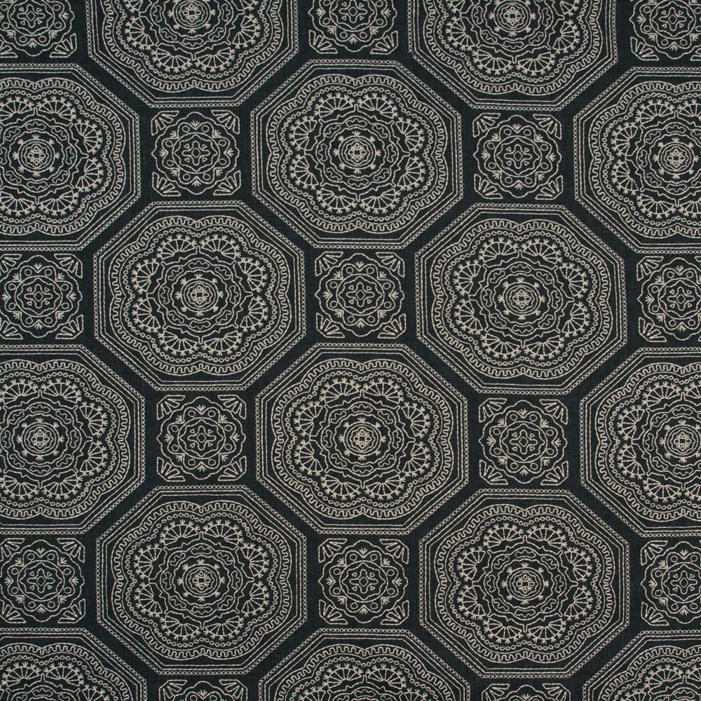 Lasting Friendship Charcoal by Carole Fabric Onyx & Ivory 50% Polyester, 50% Cotton India N/A Horizontal: 17125 and Vertical: 155 52 - Fabric Carolina -