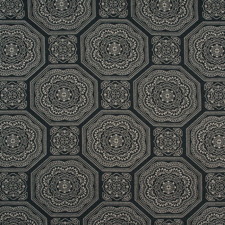 Lasting Friendship Charcoal by Carole Fabric Onyx & Ivory 50% Polyester, 50% Cotton India N/A Horizontal: 17125 and Vertical: 155 52 - Fabric Carolina -