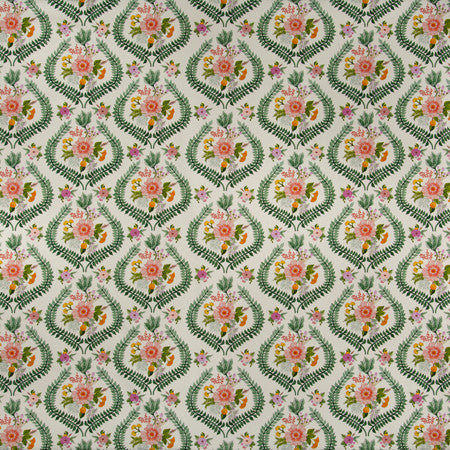 Orange You Happy Spring by Carole Designer Fabric Misty Glen 100% Cotton India 26 1/4" V, 14 1/2" H HD 55"" - Swanky Fabrics -